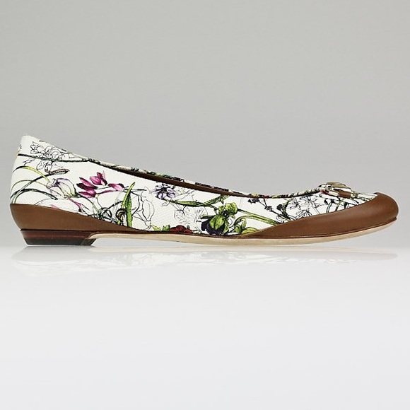 Gucci | Canvas Flora Horse-bit Flats 35 - Picture 4 of 11